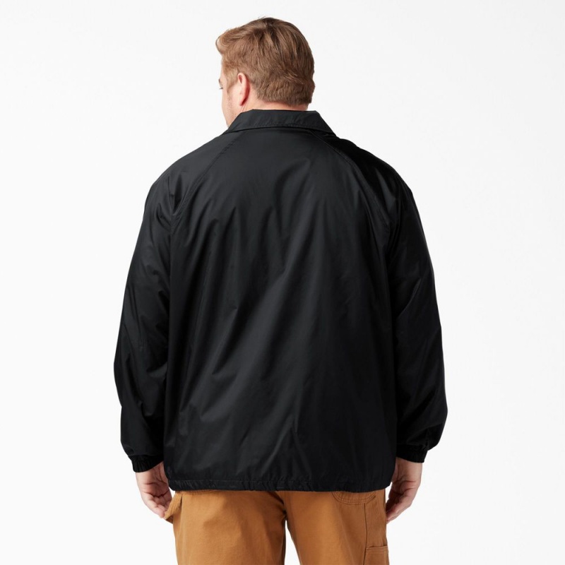 Black Dickies Snap Front Men's Jacket | 382-ROGAWQ