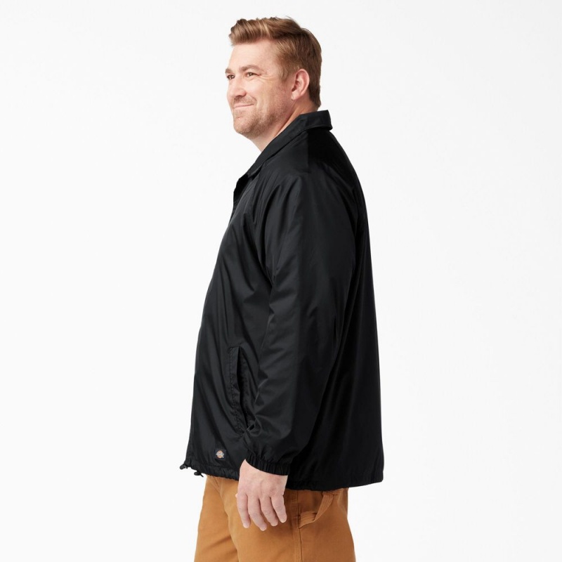 Black Dickies Snap Front Men's Jacket | 382-ROGAWQ