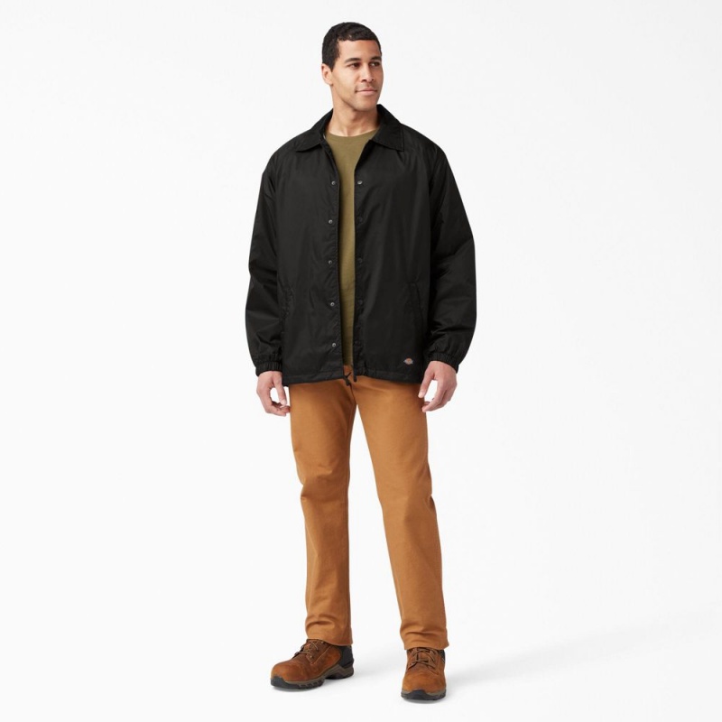 Black Dickies Snap Front Men's Jacket | 382-ROGAWQ