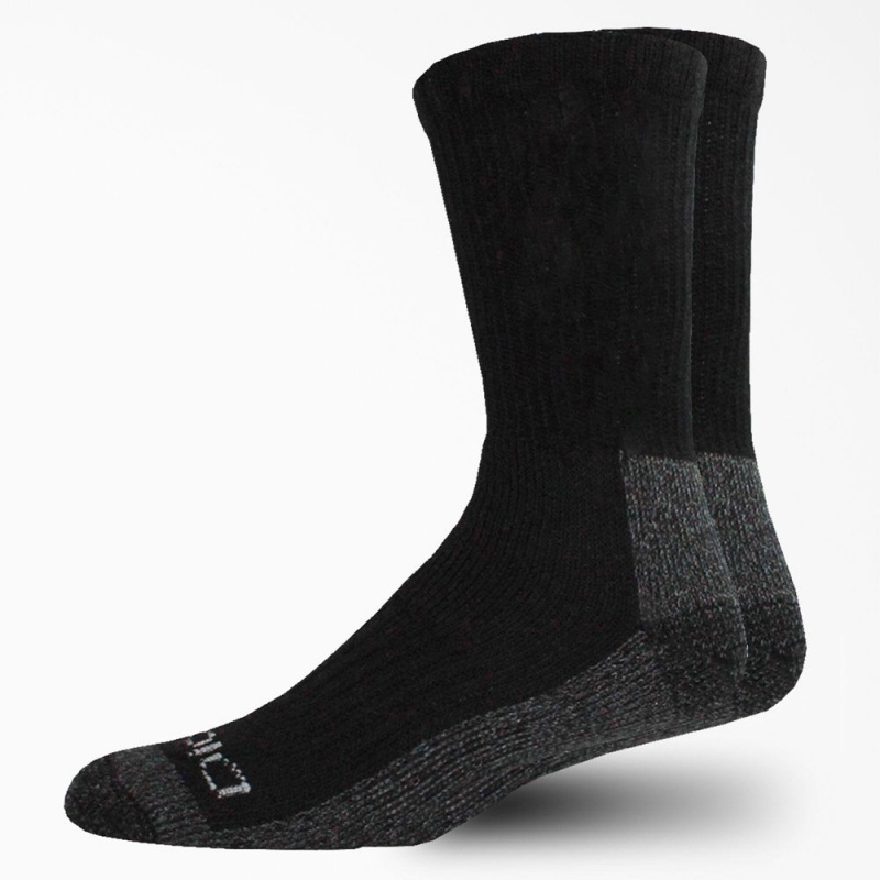 Black Dickies Steel Toe Crew 2-Pack Men\'s Socks | 439-PDCAHL