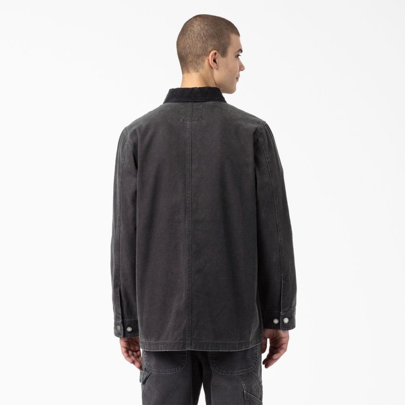 Black Dickies Stonewashed Duck Unlined Chore Men's Jacket | 012-RYLWIA