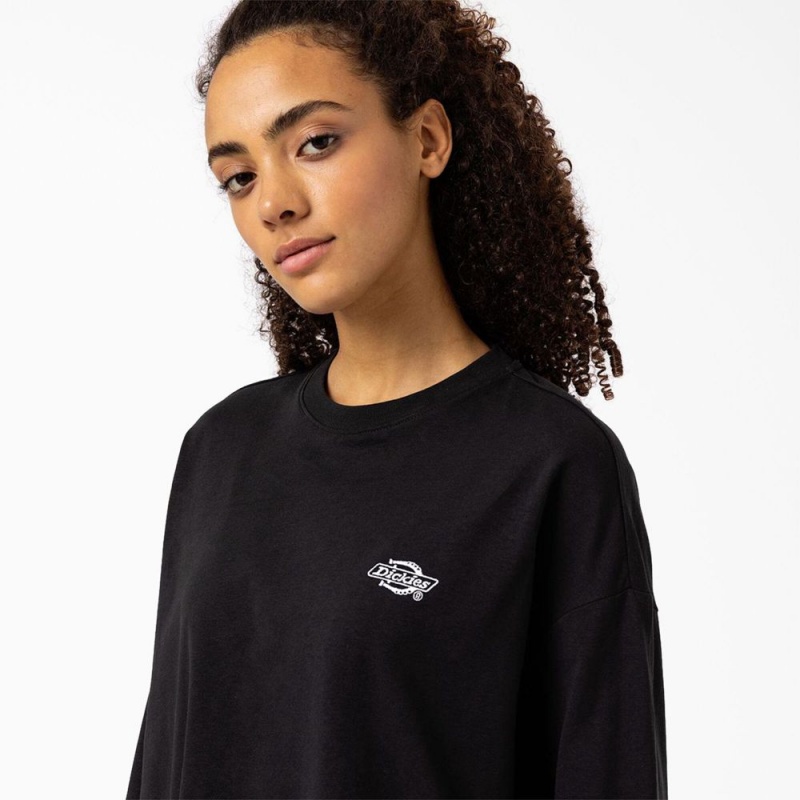 Black Dickies Summerdale Long Sleeve Women's T-Shirt | 168-POHLZM