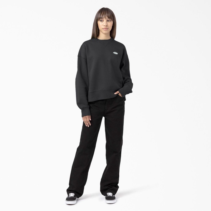 Black Dickies Summerdale Women's Sweatshirt | 931-BQZXEM