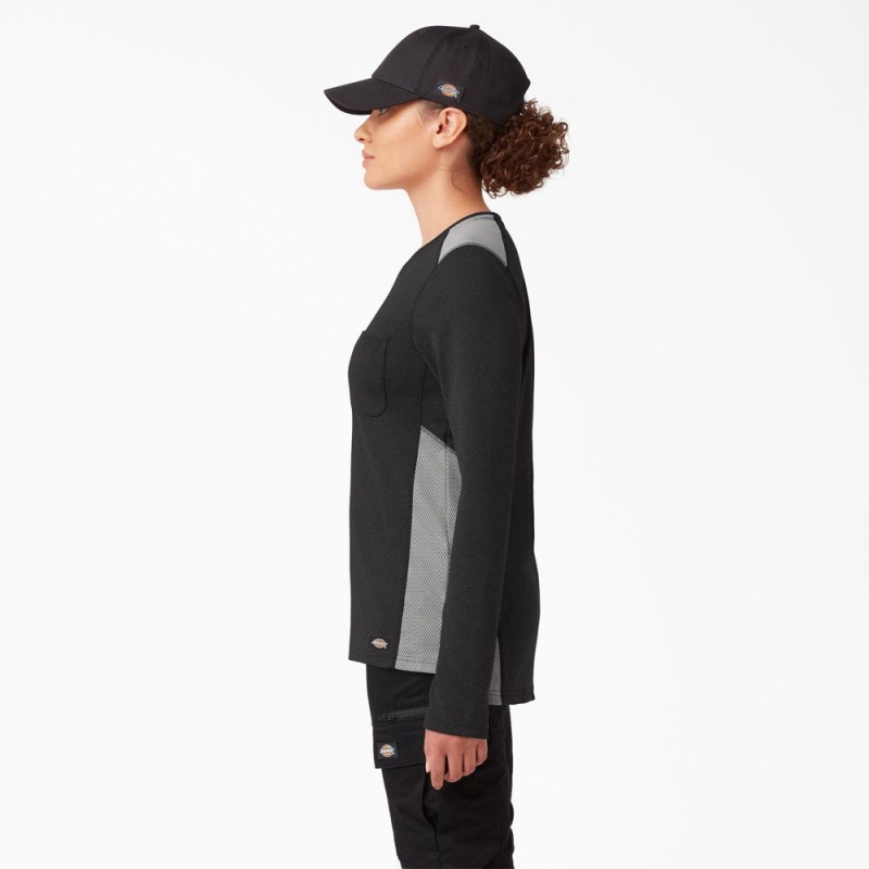 Black Dickies Temp-iQ® 365 Long Sleeve Pocket Women's T-Shirt | 240-YHLAKP