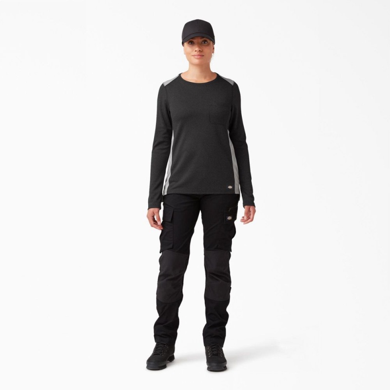 Black Dickies Temp-iQ® 365 Long Sleeve Pocket Women's T-Shirt | 240-YHLAKP