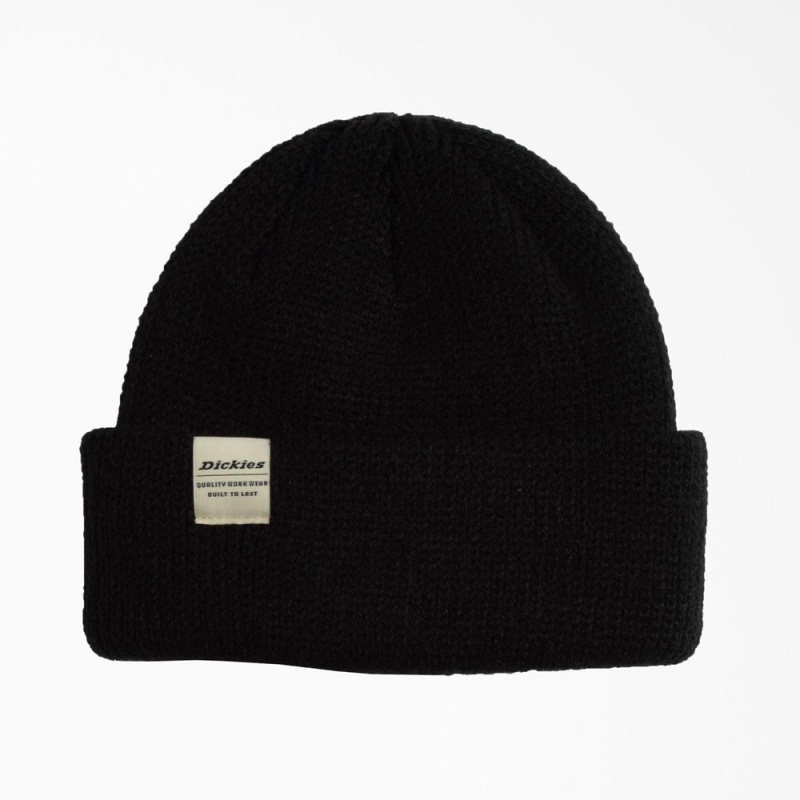 Black Dickies Thick Knit Men\'s Beanie | 716-IQCZKG