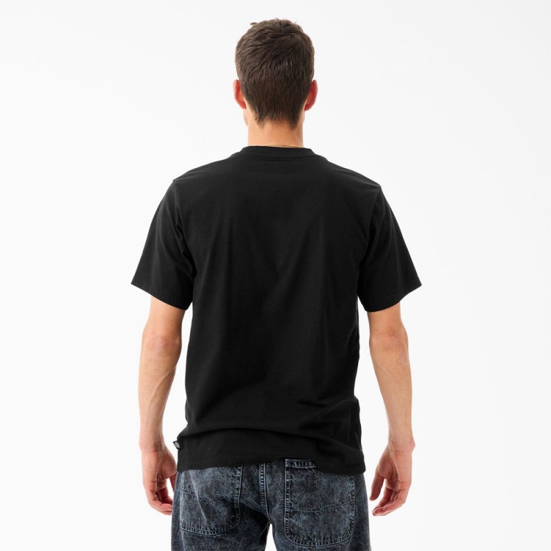 Black Dickies Tom Knox Embroidery Men's T-Shirt | 709-AGJPHE