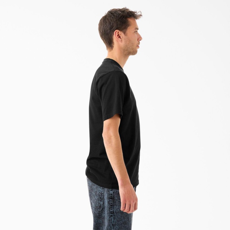 Black Dickies Tom Knox Embroidery Men's T-Shirt | 709-AGJPHE