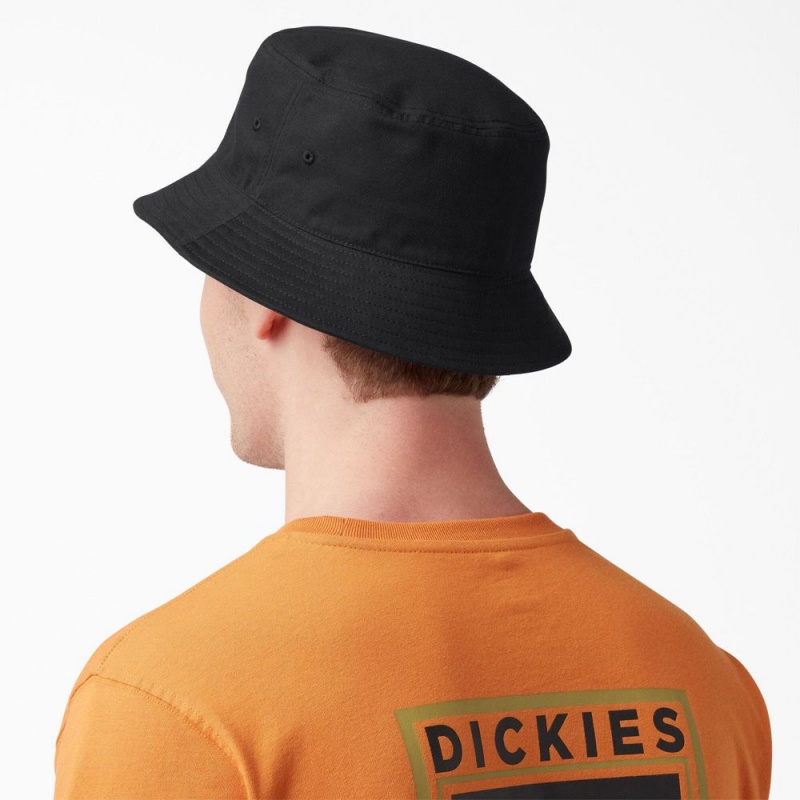 Black Dickies Twill Bucket Men's Hat | 506-QWEAJU