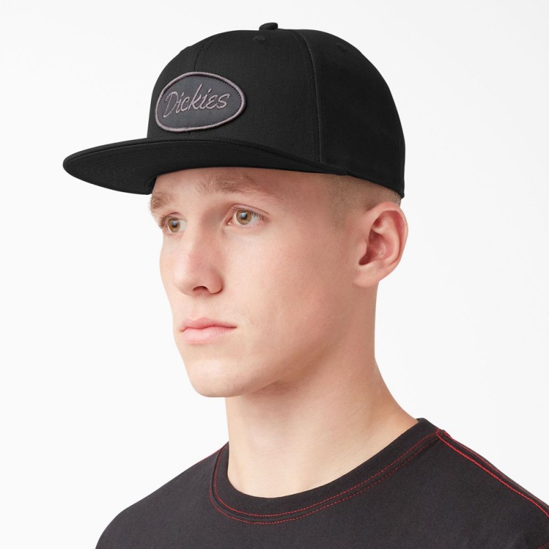 Black Dickies Twill Flat Bill Men\'s Cap | 740-VMOGAN