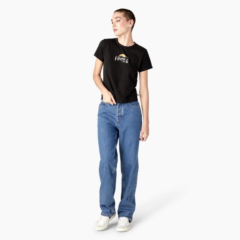 Black Dickies Twill Ranch Graphic Women's T-Shirt | 980-QUOWIH