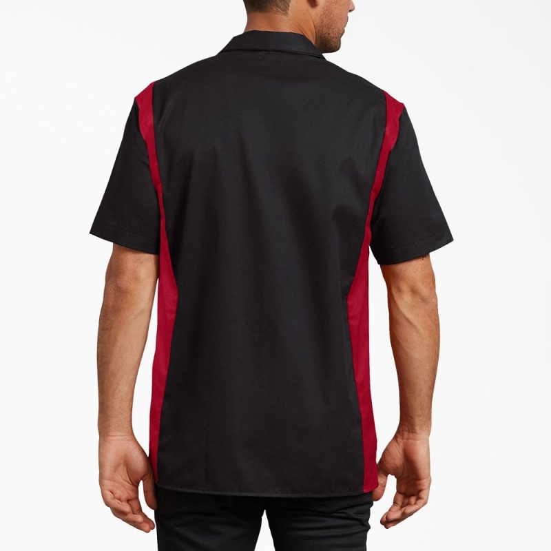 Black Dickies Two-Tone Short Sleeve Men's Work Shirts | 342-UEZGND