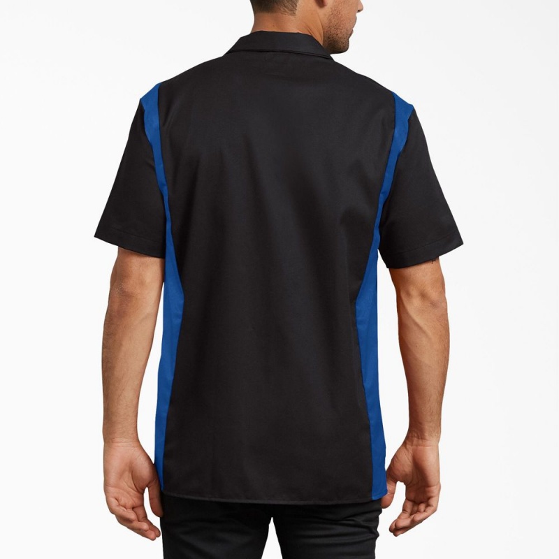 Black Dickies Two-Tone Short Sleeve Men's Work Shirts | 586-AWPRIF