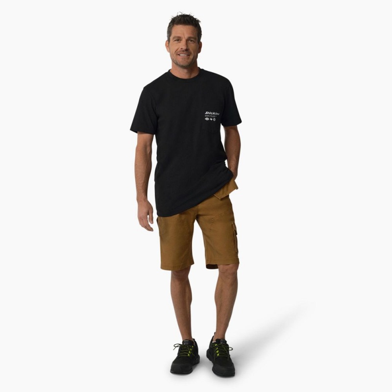 Black Dickies United By Work Graphic Pocket Men's T-Shirt | 530-MESHXT