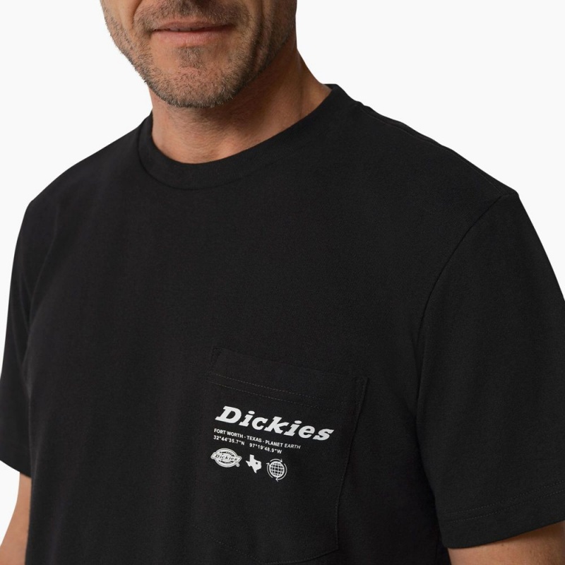 Black Dickies United By Work Graphic Pocket Men's T-Shirt | 530-MESHXT