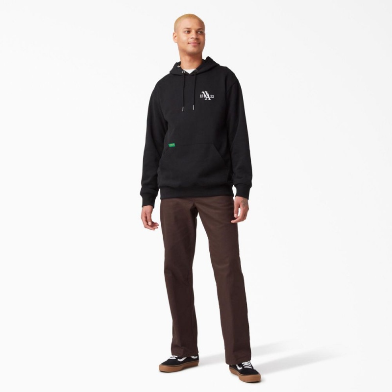 Black Dickies Vincent Alvarez Embroidered Men's Hoodie | 986-UYINVM