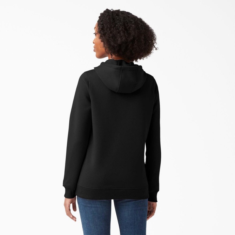 Black Dickies Water Repellent Logo Women's Hoodie | 318-YIGFSA