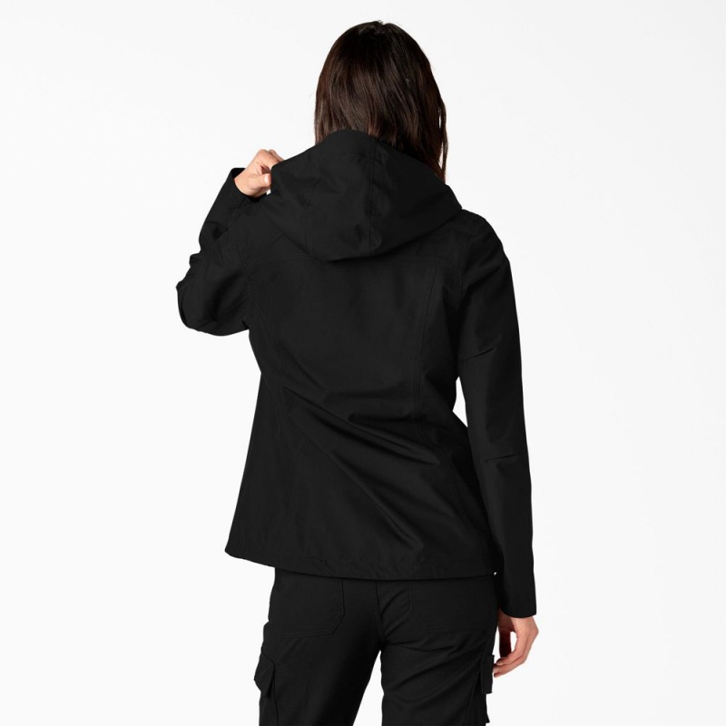 Black Dickies Waterproof Rain Women's Jacket | 289-DWBYPF