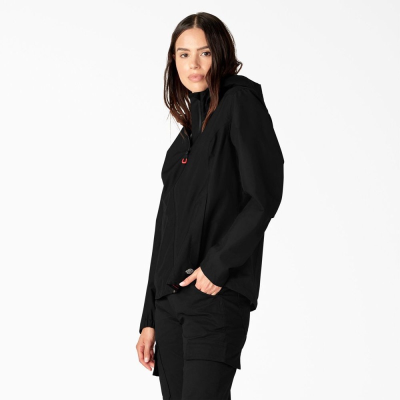 Black Dickies Waterproof Rain Women's Jacket | 289-DWBYPF