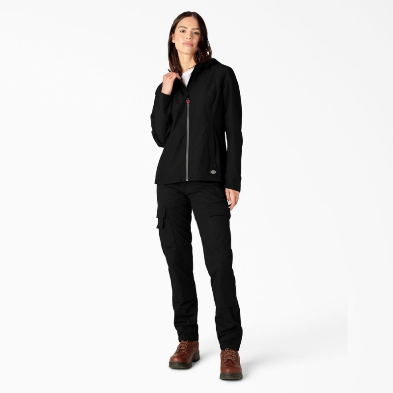 Black Dickies Waterproof Rain Women's Jacket | 289-DWBYPF