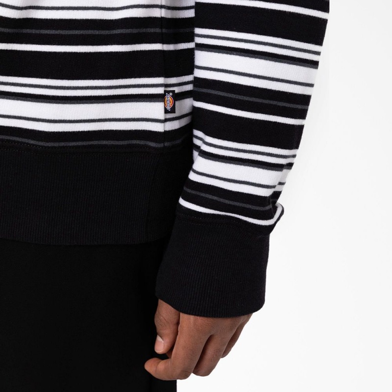 Black Dickies Westover Striped Men's Sweatshirt | 601-LCUXNK