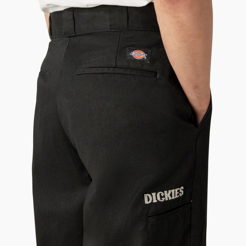 Black Dickies Wichita Embroidered Double Knee Men's Pants | 046-SWRNGZ