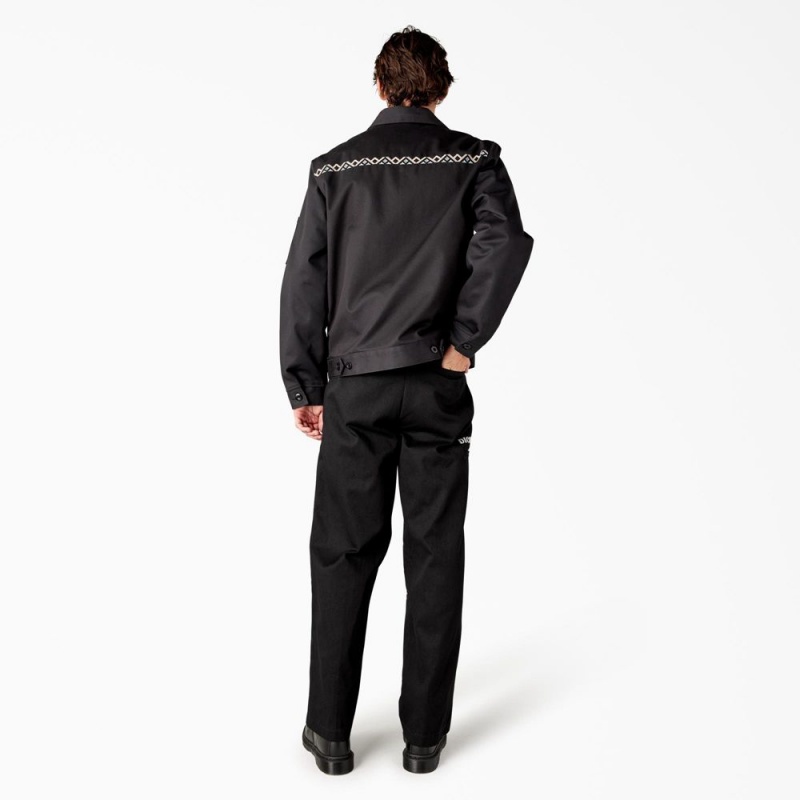 Black Dickies Wichita Lined Eisenhower Men's Jacket | 498-KTCPBU