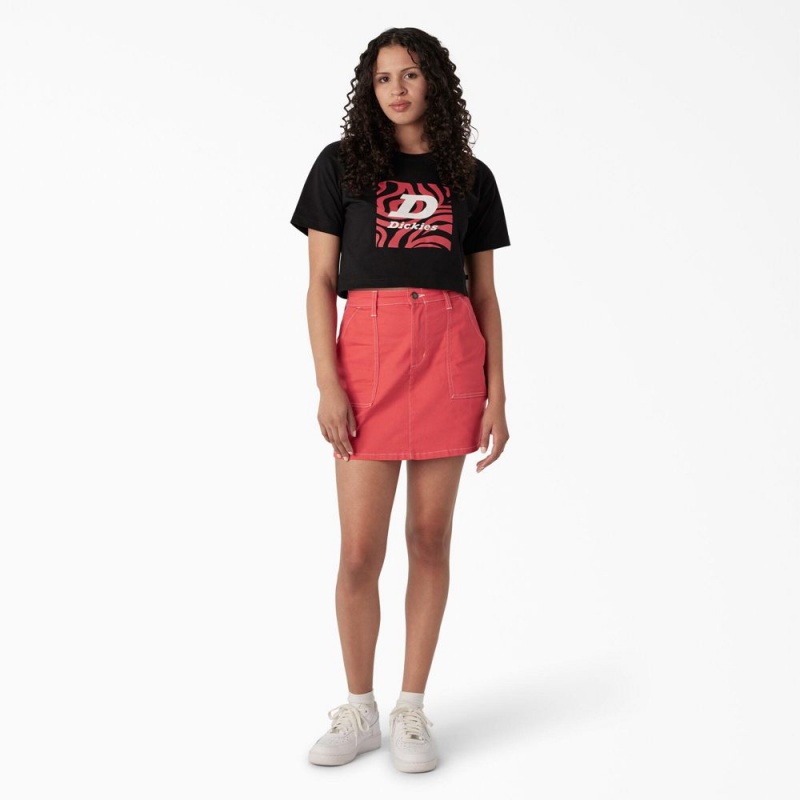 Black Dickies Zebra Graphic Cropped Women's T-Shirt | 273-HSYXLU