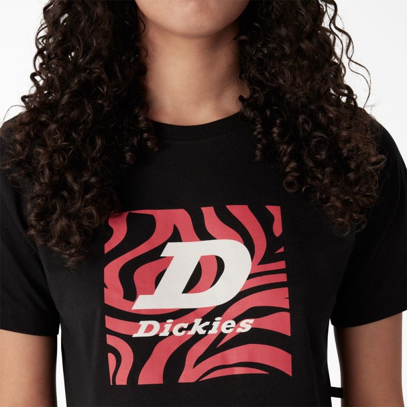 Black Dickies Zebra Graphic Cropped Women's T-Shirt | 273-HSYXLU