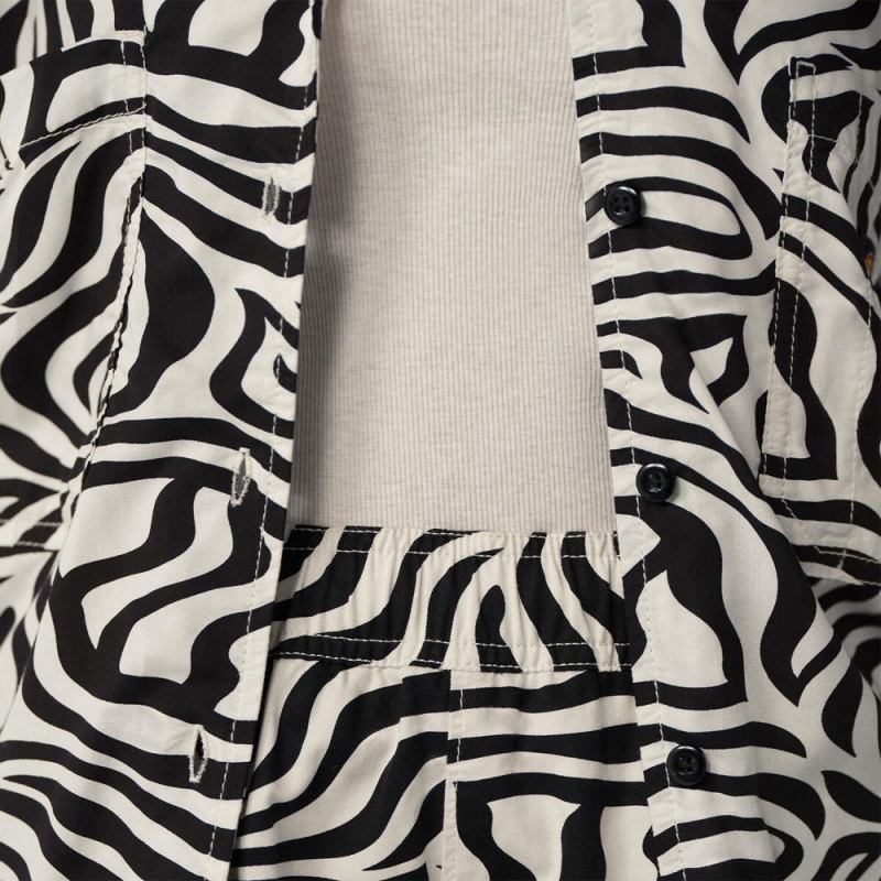 Black Dickies Zebra Print Women's Work Shirts | 586-YBVUJQ