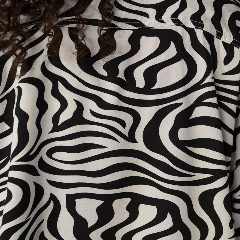 Black Dickies Zebra Print Women's Work Shirts | 586-YBVUJQ