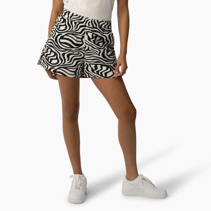 Black Dickies Zebra Regular Fit Print Women\'s Shorts | 197-SMATHR