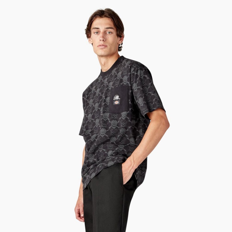 Black Dickies x Lurking Class Men's T-Shirt | 047-JNFBYO