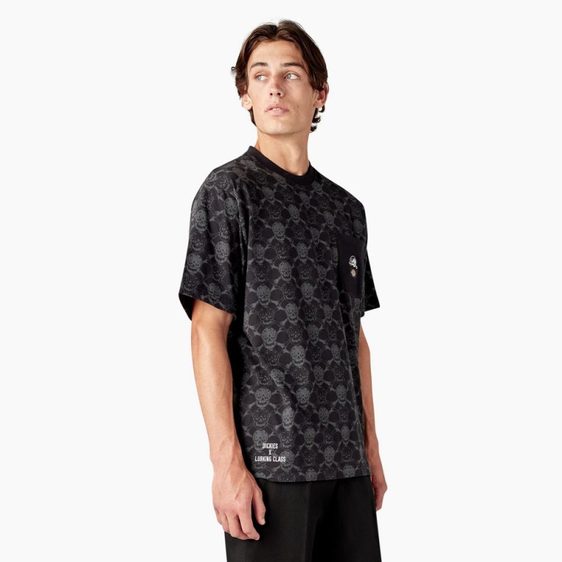 Black Dickies x Lurking Class Men's T-Shirt | 047-JNFBYO