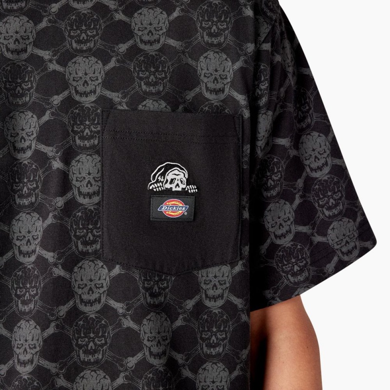 Black Dickies x Lurking Class Men's T-Shirt | 047-JNFBYO