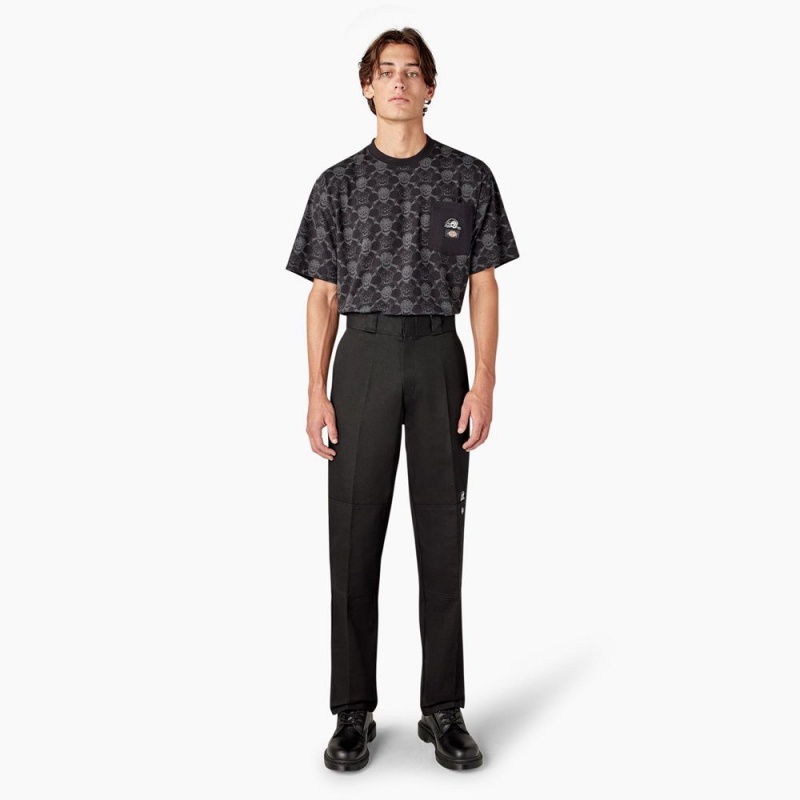 Black Dickies x Lurking Class Regular Fit Double Knee Men's Pants | 854-ORDKVA