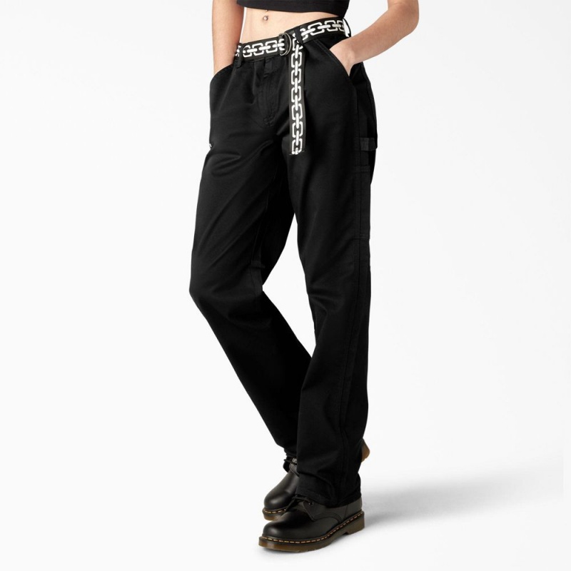 Black Dickies x Lurking Class Relaxed Fit Women's Pants | 581-NAETLM