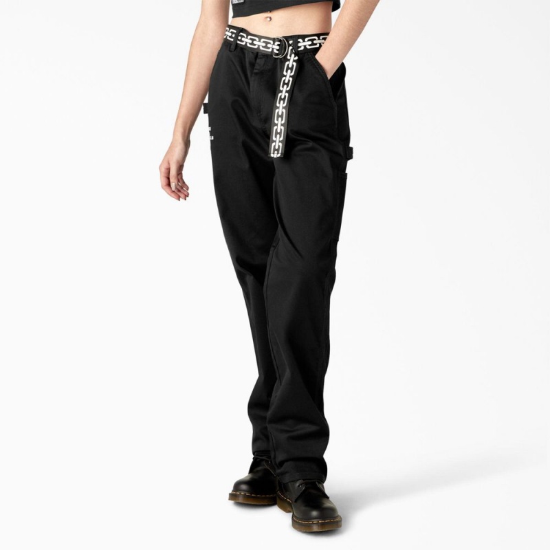 Black Dickies x Lurking Class Relaxed Fit Women\'s Pants | 581-NAETLM