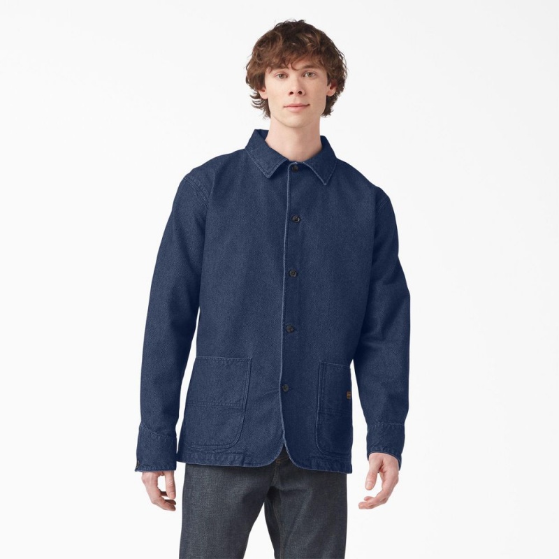 Blue Dickies 1922 Indigo Chore Men\'s Jacket | 674-QLASZW