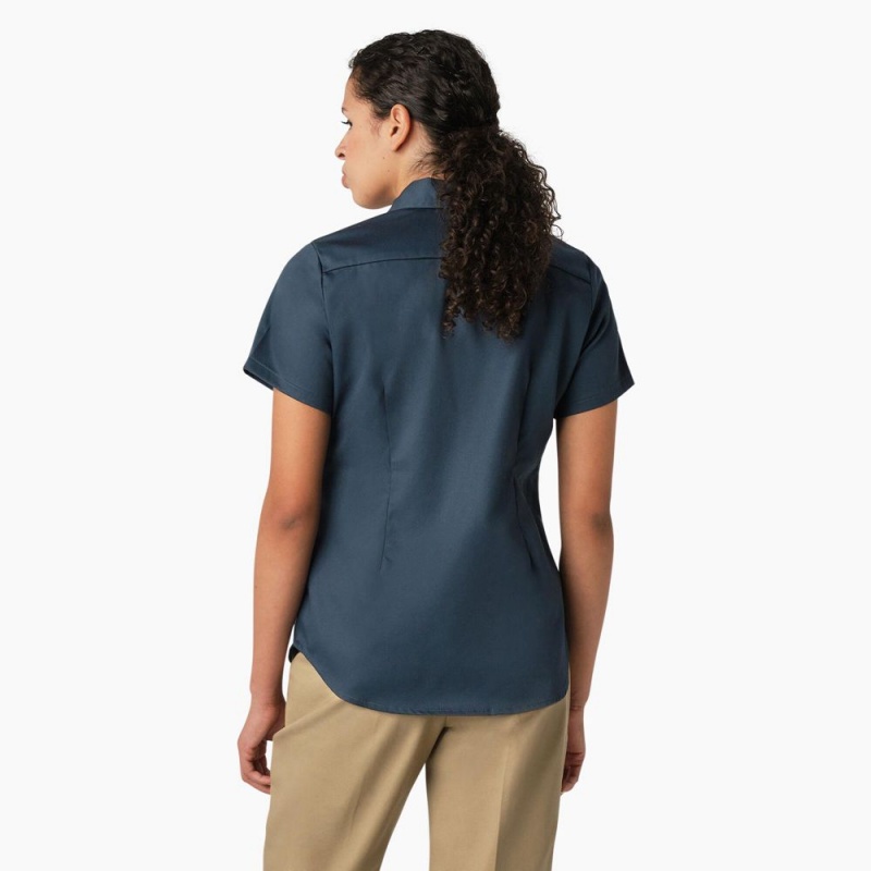 Blue Dickies 574 Original Women's Work Shirts | 129-MJHIKF