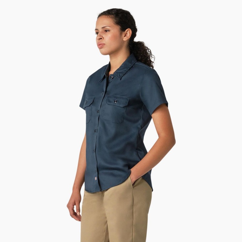 Blue Dickies 574 Original Women's Work Shirts | 129-MJHIKF