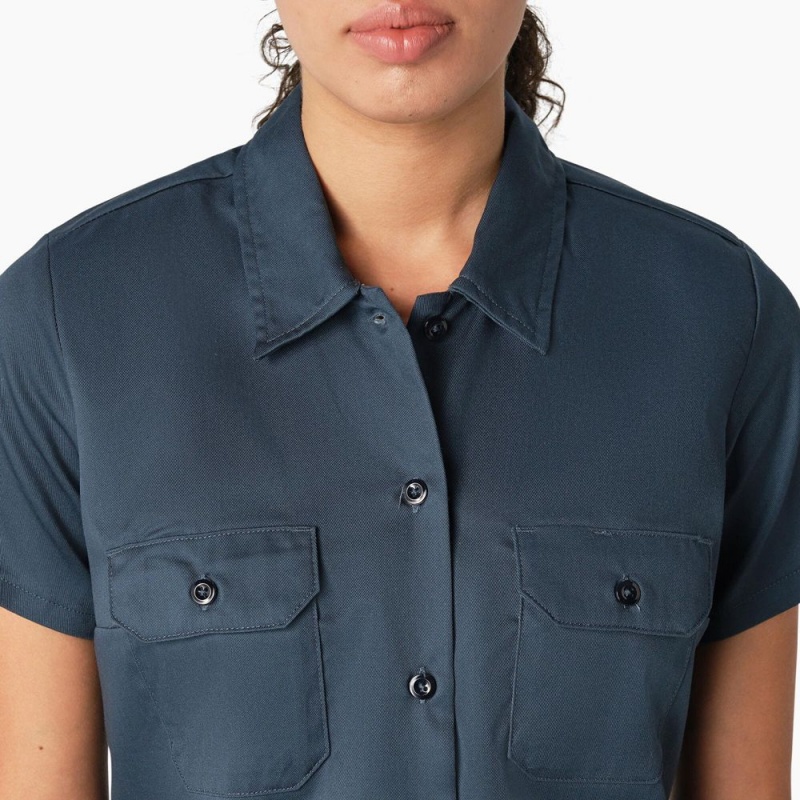 Blue Dickies 574 Original Women's Work Shirts | 129-MJHIKF