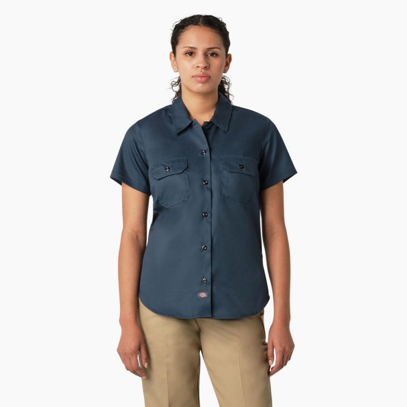 Blue Dickies 574 Original Women\'s Work Shirts | 129-MJHIKF