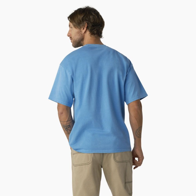 Blue Dickies Bandon Short Sleeve Men's T-Shirt | 120-FJXZRC