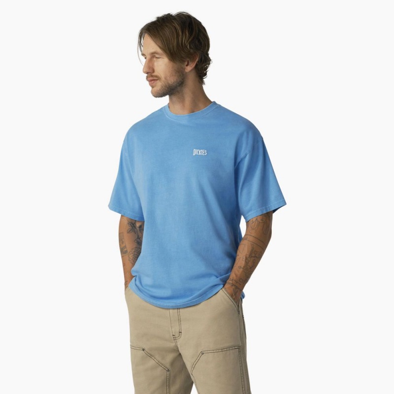 Blue Dickies Bandon Short Sleeve Men's T-Shirt | 120-FJXZRC