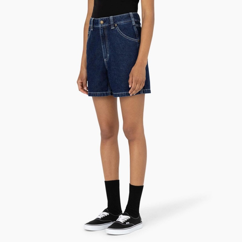 Blue Dickies Carpenter Jean Women's Shorts | 498-VNPJUS