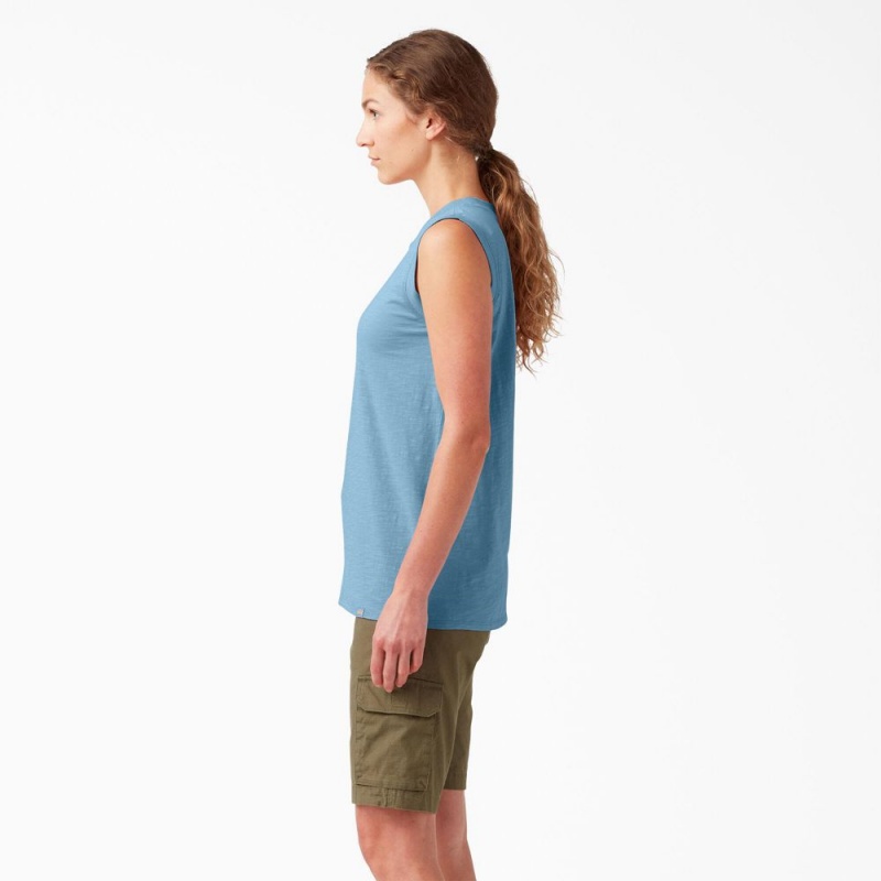 Blue Dickies Classic Women's Tank Top | 026-FMNKHX