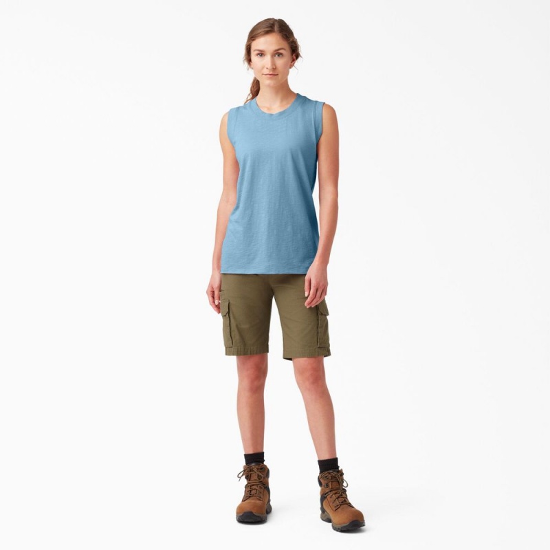 Blue Dickies Classic Women's Tank Top | 026-FMNKHX