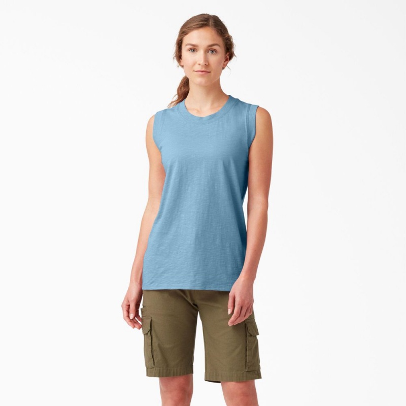 Blue Dickies Classic Women\'s Tank Top | 026-FMNKHX