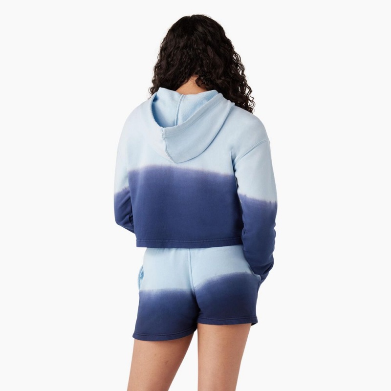 Blue Dickies Cropped Ombre Women's Hoodie | 539-ZQTVFO